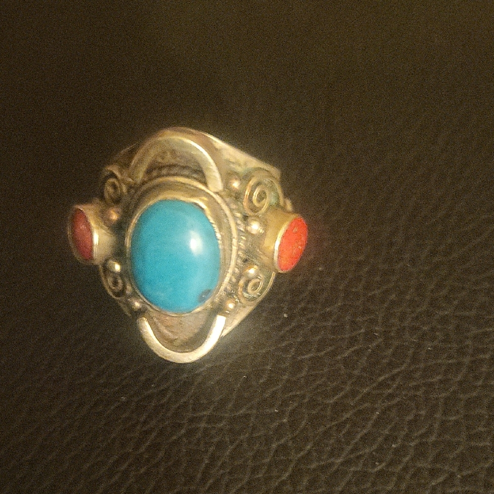 Turquoise Red Stone Ring Vintage